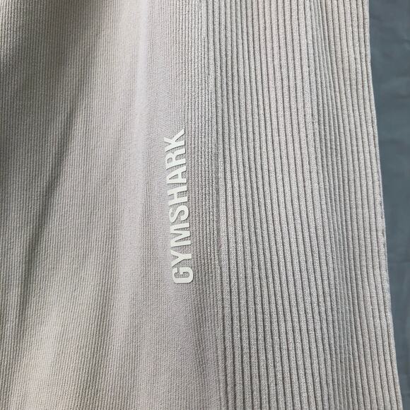 Gymshark Pants Pause Joggers Pebble Grey Beige Ribbed Sides Drawstring xs - Picture 4 of 7